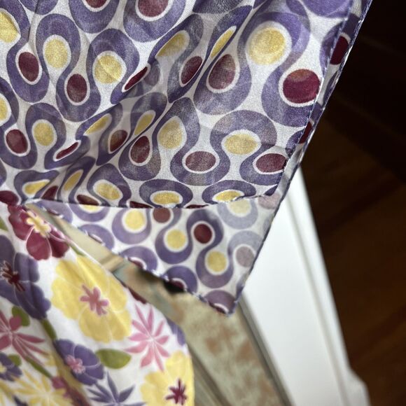 Colorful Semi Sheer Cover Up/Boho Blouse One Size Purples Yellows Floral - Picture 6 of 6